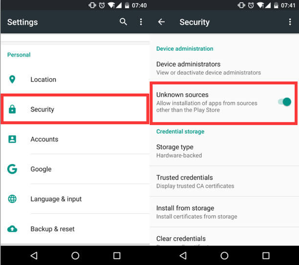 Go to your Android device settings and allow installation from Unknown sources.